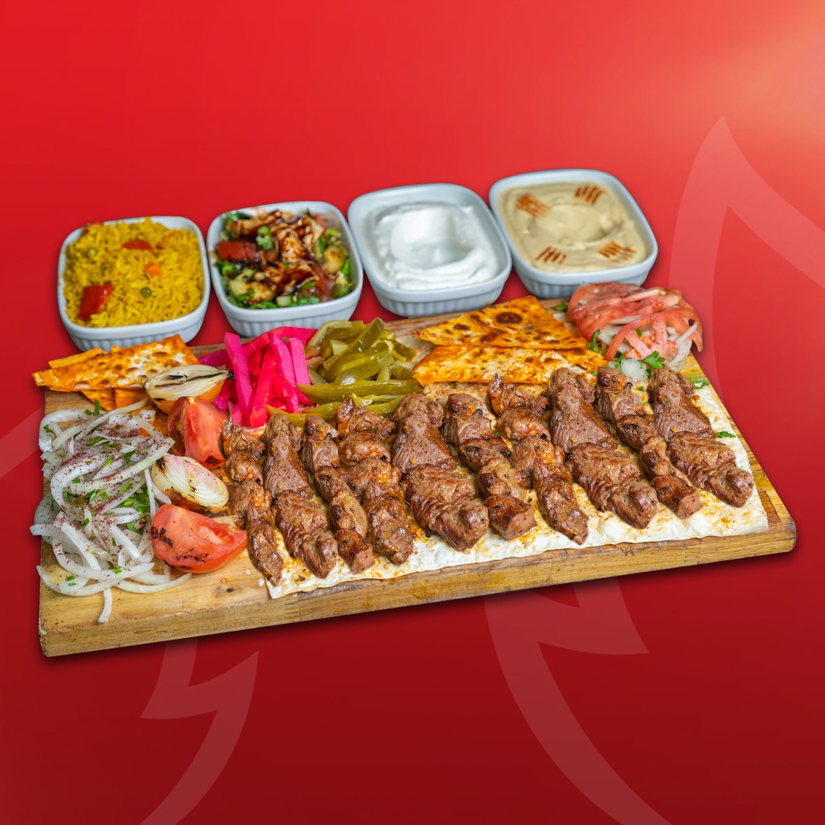 Lamb Souvlaki Skewers Tray cubes